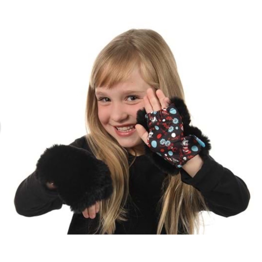 NWT [Elope] Dr. Seuss The Cat in the Hat Fingerless Faux Fur Glove Paws One Size - Picture 2 of 13